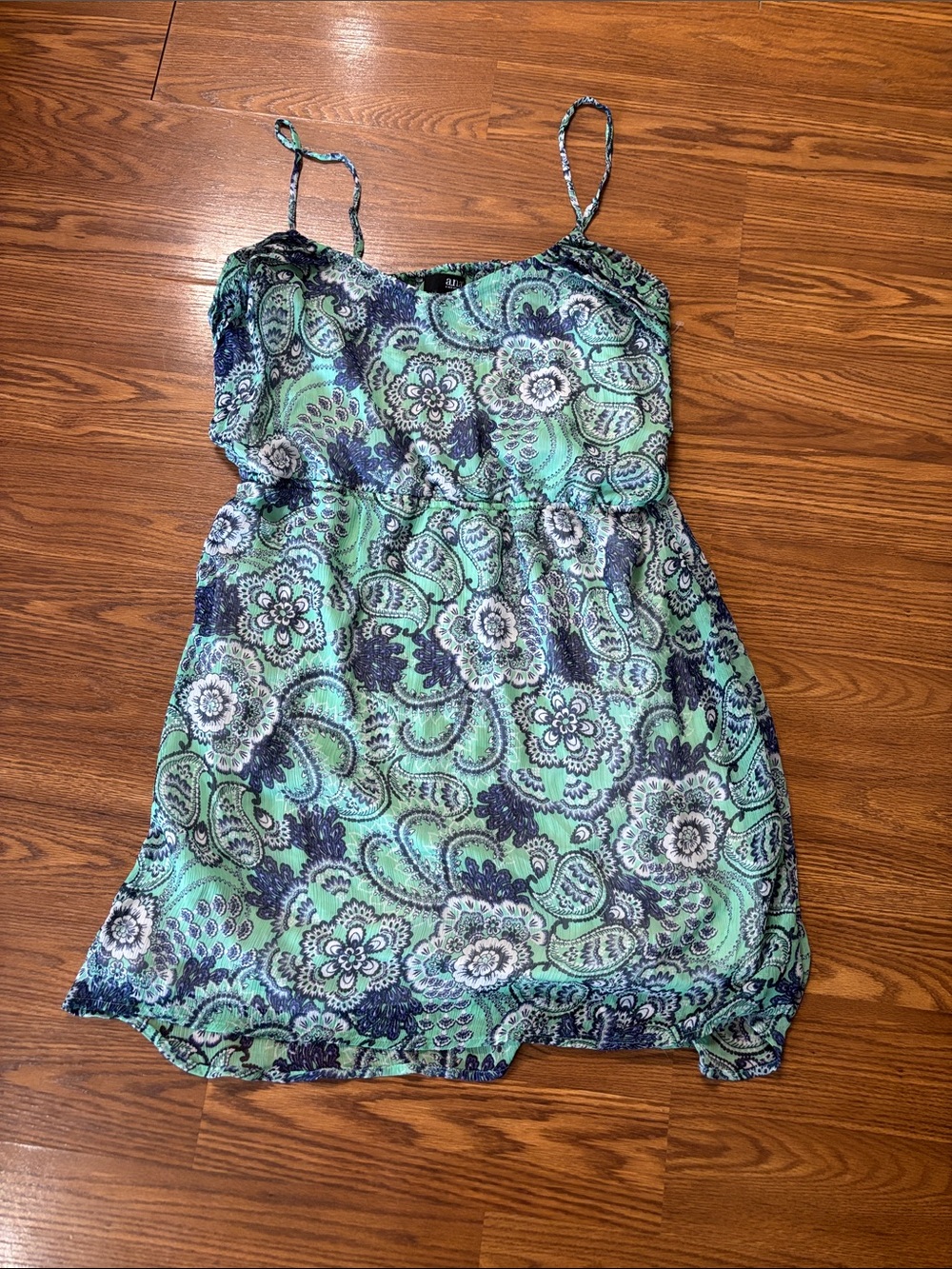 a.n.a Mint and Navy Paisley Spaghetti Strap Mini Dress